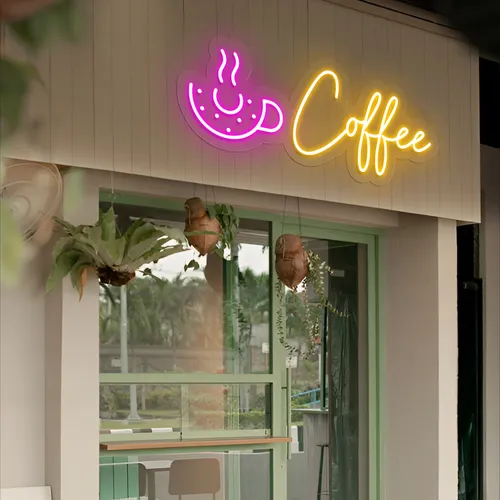 Donut Coffee Neon Sign - Custom Cups Now