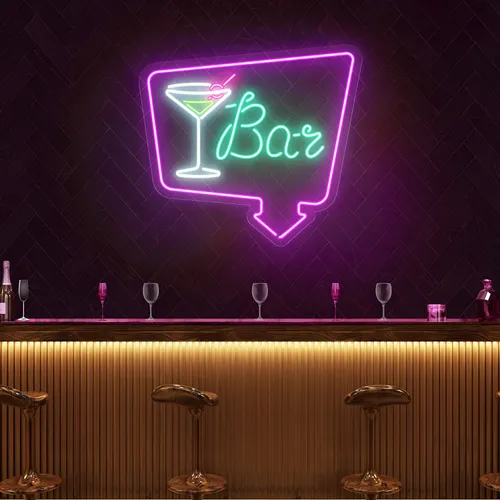 Chic Martini Bar Neon Sign - Custom Cups Now