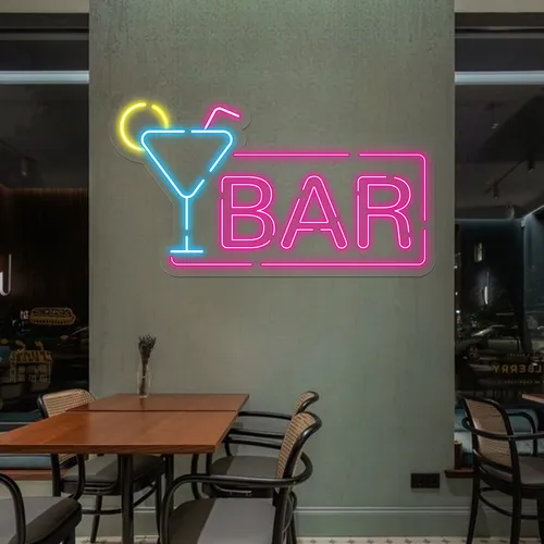 Vibrant Martini Neon Bar Sign - Custom Cups Now