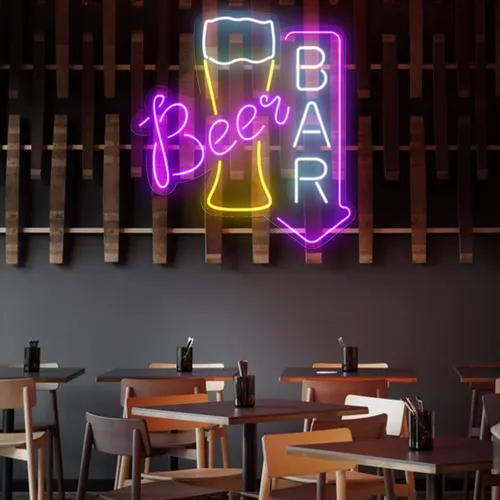 Lively Beer Glass Bar Neon Sign - Custom Cups Now