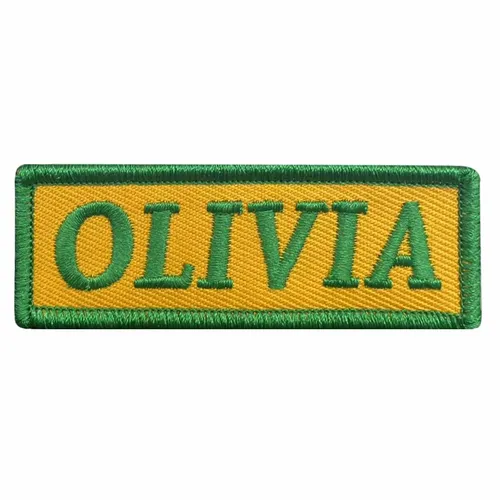 Green and Yellow Olivia Name Patch - Custom Cups Now