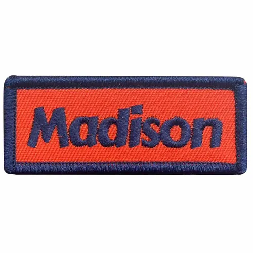 Navy and Orange Madison Name Patch - Custom Cups Now
