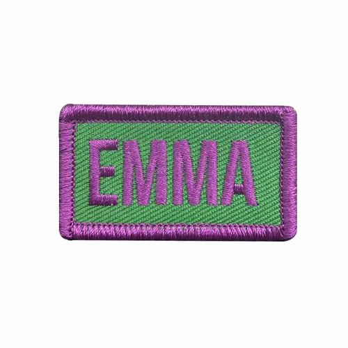 Purple and Green Emma Name Patch - Custom Cups Now