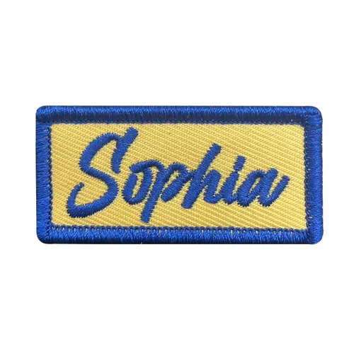 Blue and Cream Sophia Name Patch - Custom Cups Now