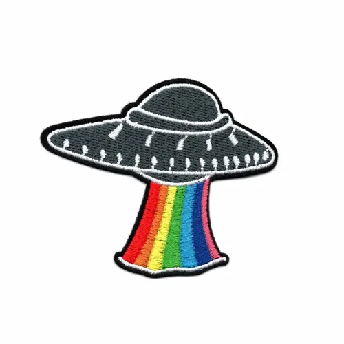 Rainbow and Black UFO Patch - Custom Cups Now