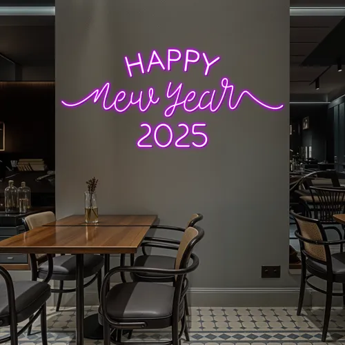 Happy New Year 2024 Neon Sign - Custom Cups Now