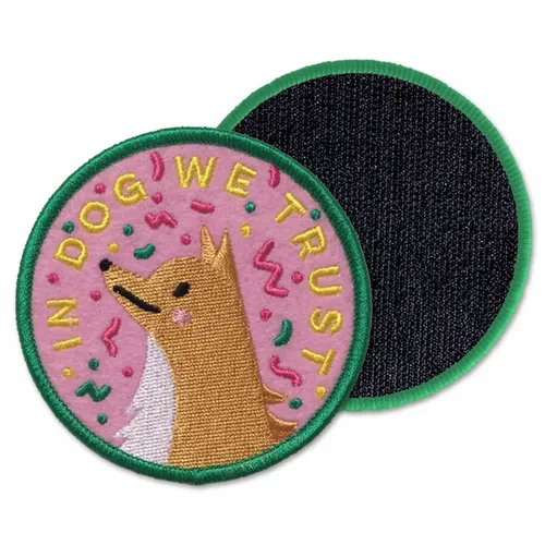 Round In Dog We Trust Velcro Patch - Custom Cups Now