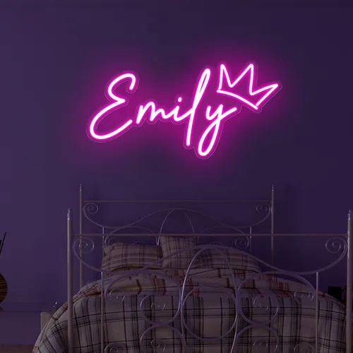 Emily Crown Neon Sign - Custom Cups Now