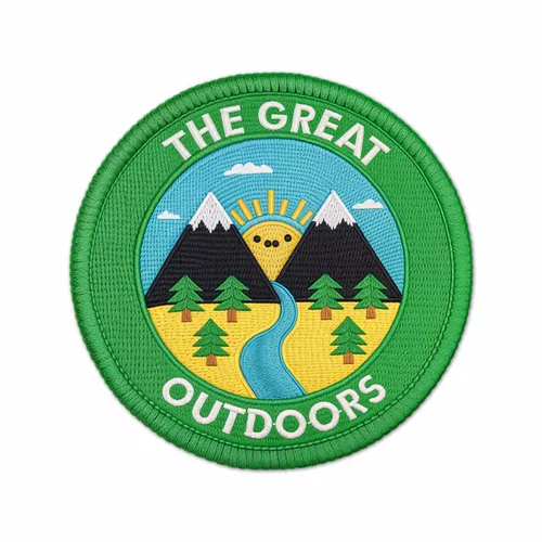Round The Great Outdoors Iron On Patch - Custom Cups Now