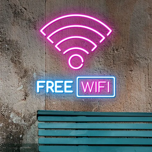 Free WIFI Zone Neon Sign - Custom Cups Now
