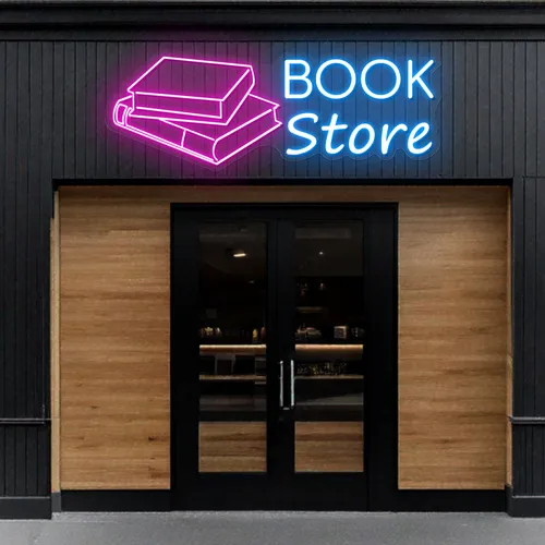 Glowing Book Store Neon Sign - Custom Cups Now