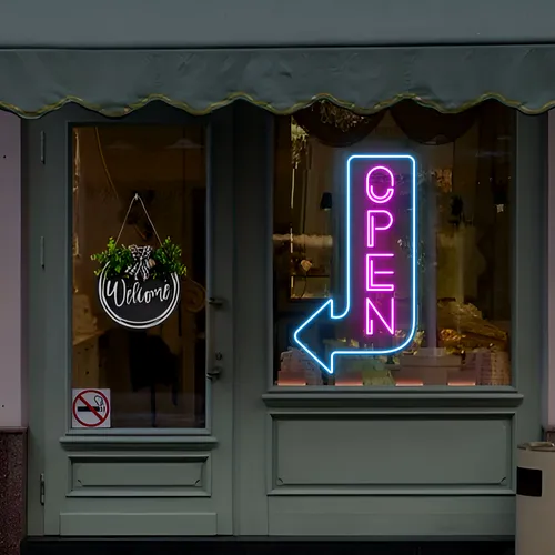 Doorway Open Neon Sign - Custom Cups Now