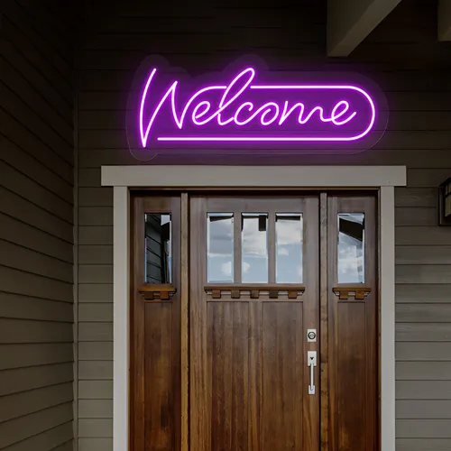 Stylish Welcome Neon Sign - Custom Cups Now