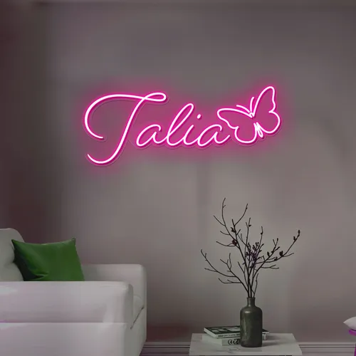 Talia Butterfly Neon Sign - Custom Cups Now