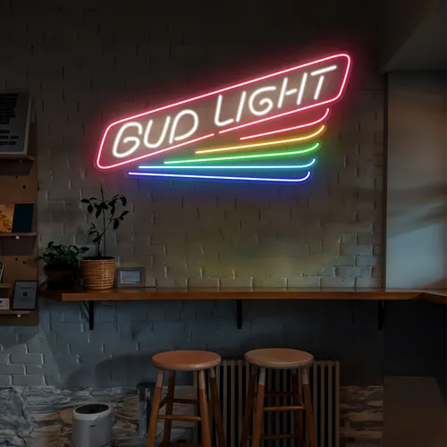 Rainbow Bud Light Neon Sign - Custom Cups Now