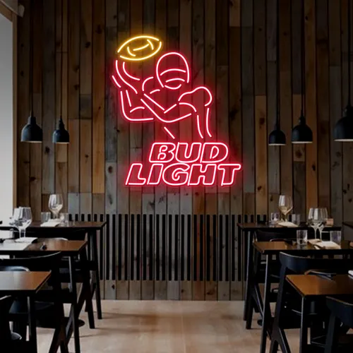 Team Football Bud Light Neon Sign - Custom Cups Now