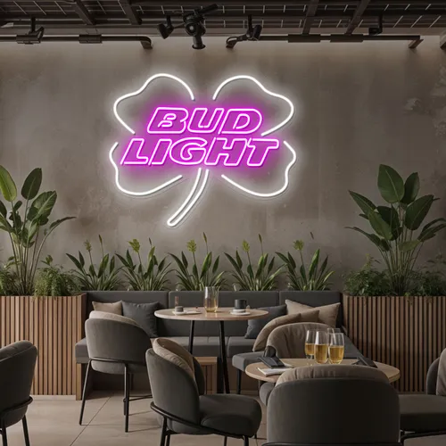 Lucky Clover Bud Light Neon Sign - Custom Cups Now