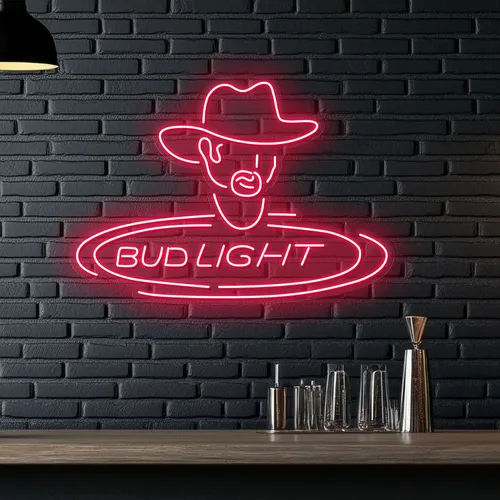Cowboy Bud Light Neon Sign - Custom Cups Now
