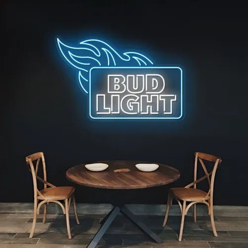 Fiery Bud Light Neon Sign - Custom Cups Now