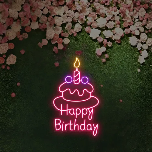 Happy Birthday Wishes Neon Sign - Custom Cups Now
