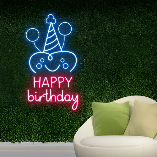 Celebrate Happy Birthday Neon Sign - Custom Cups Now