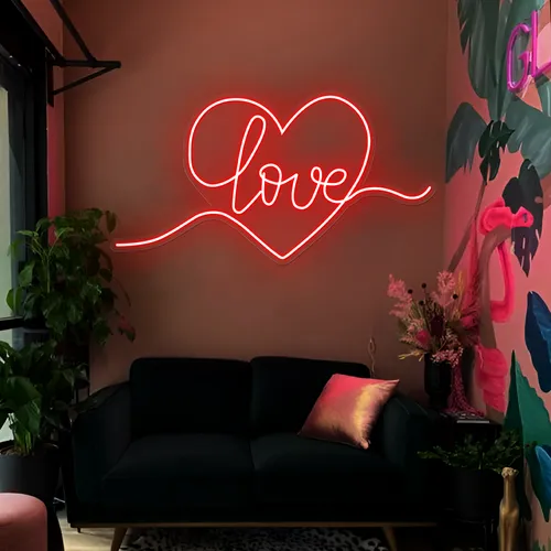 Heart of Love Neon Sign - Custom Cups Now