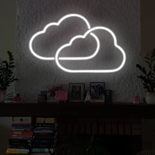 Twin Cloud Neon Signs - Custom Cups Now