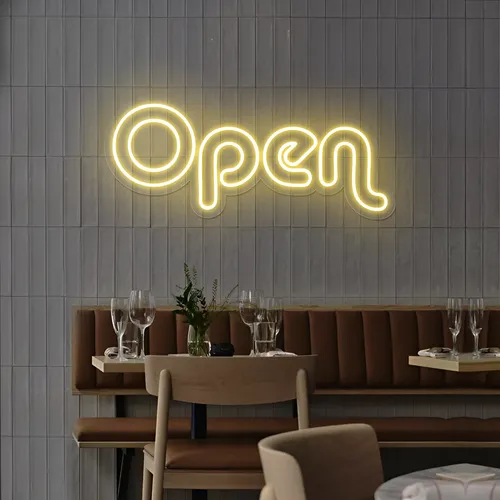 Bright Open Neon Sign - Custom Cups Now