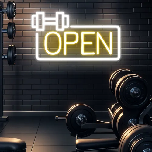 Bold Open Neon Sign - Custom Cups Now