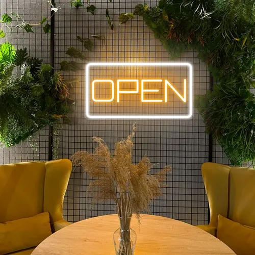 Inviting Open Neon Sign - Custom Cups Now