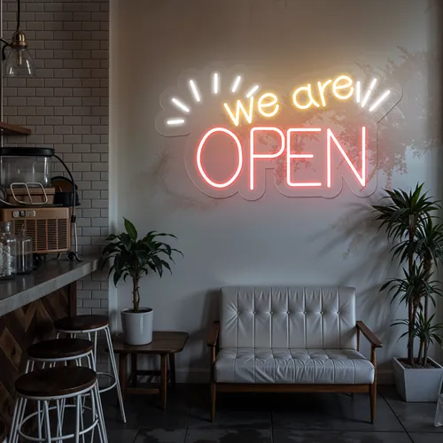 Eye-Catching Open Neon Sign - Custom Cups Now