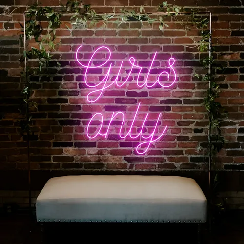 Chic Pink Girls Only Neon Sign - Custom Cups Now