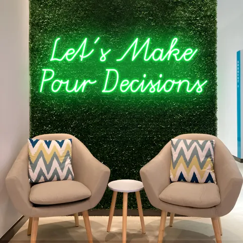 Stylish "Let's Make Pour Decisions" Neon Sign - Custom Cups Now