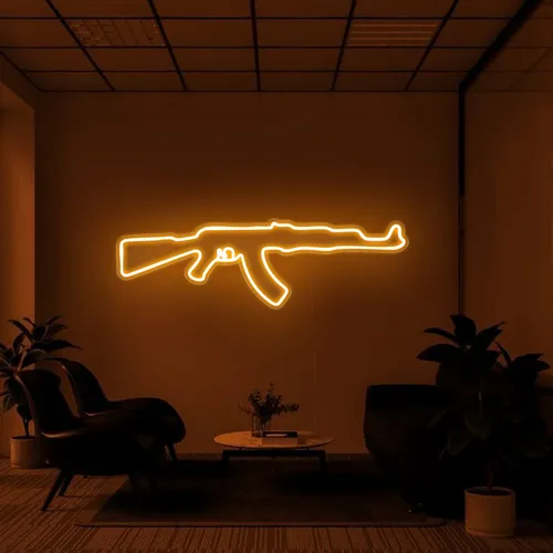 Cool Rifle Neon Sign - Custom Cups Now