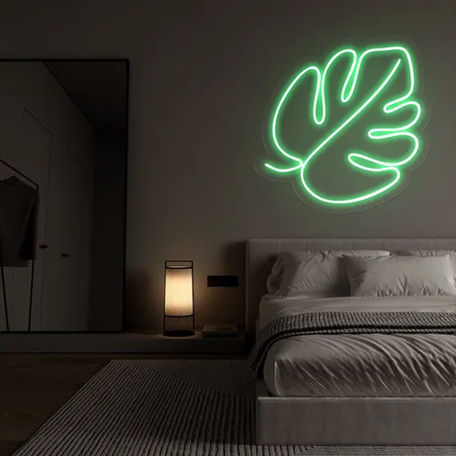 Tropical Monstera Leaf Neon Sign - Custom Cups Now
