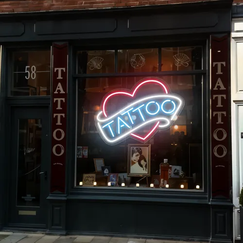 Tattoo Heart Window Neon Sign - Custom Cups Now
