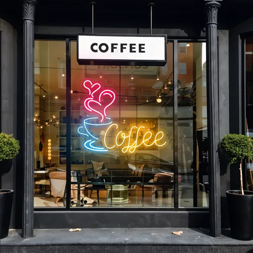 Coffee Love Window Neon Sign - Custom Cups Now