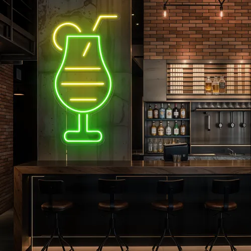 Sparkling Toast Glass Neon Sign - Custom Cups Now