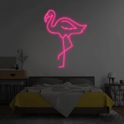 Single Flamingo Vertical Neon Sign - Custom Cups Now