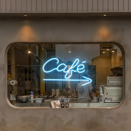 Cafe Window Neon Sign - Custom Cups Now