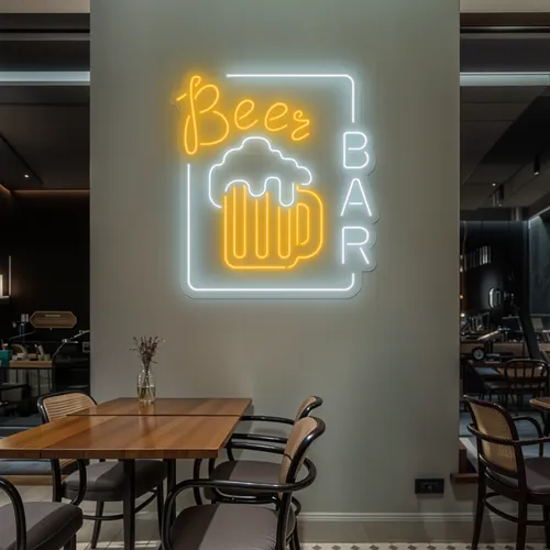 Beer Bar Vertical Neon Sign - Custom Cups Now