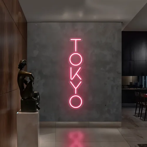 Tokyo Vertical Neon Sign - Custom Cups Now