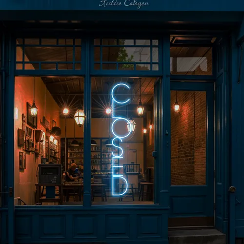 Closed Vertical Neon Sign - Custom Cups Now