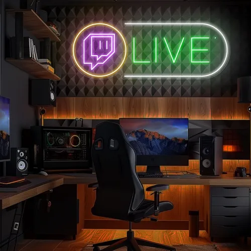 Twitch Live Streaming Neon Sign - Custom Cups Now