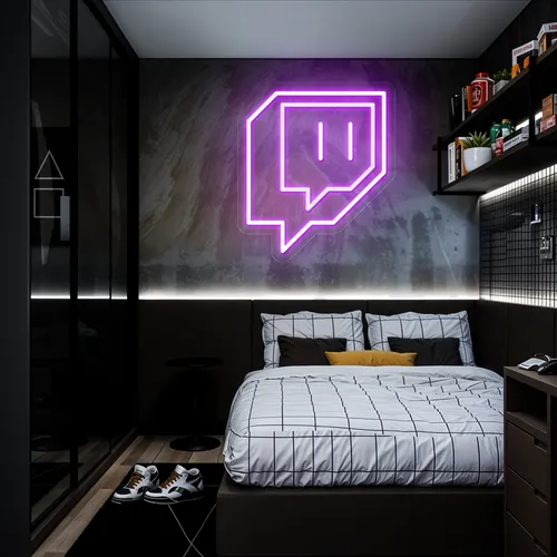 Twitch Icon Glow Neon Sign - Custom Cups Now