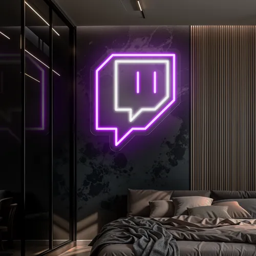 Twitch Logo Wall Neon Sign - Custom Cups Now