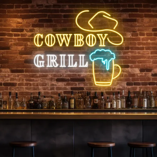 Cowboy Grill Neon Sign - Custom Cups Now