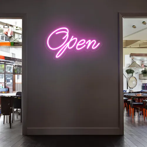 Open Script Neon Sign - Custom Cups Now