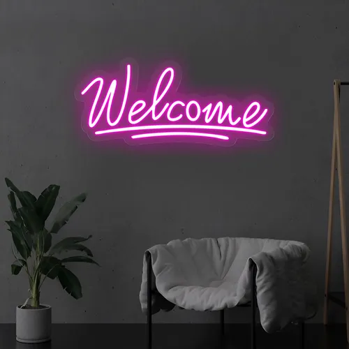 Welcome Underline Neon Sign - Custom Cups Now