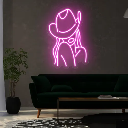 Mini Cowgirl Neon Sign - Custom Cups Now